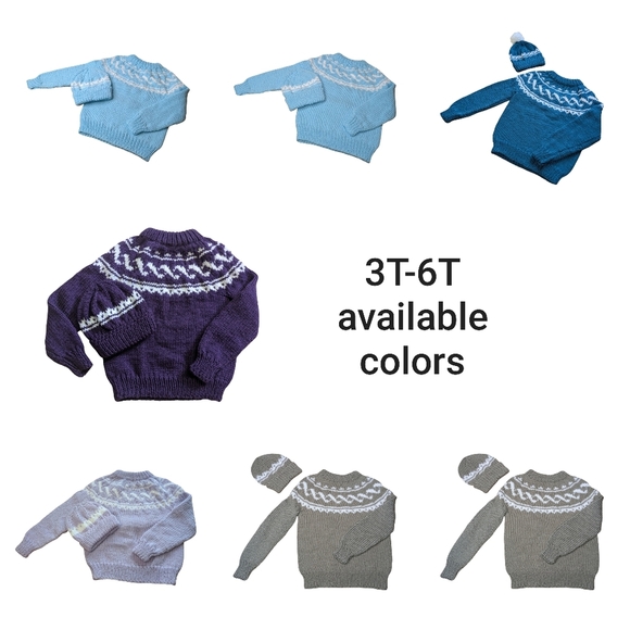 Child's Fair Isle Crewneck Pullover With Matching Toque - Acrylic - New Seafoam - Picture 7 of 7